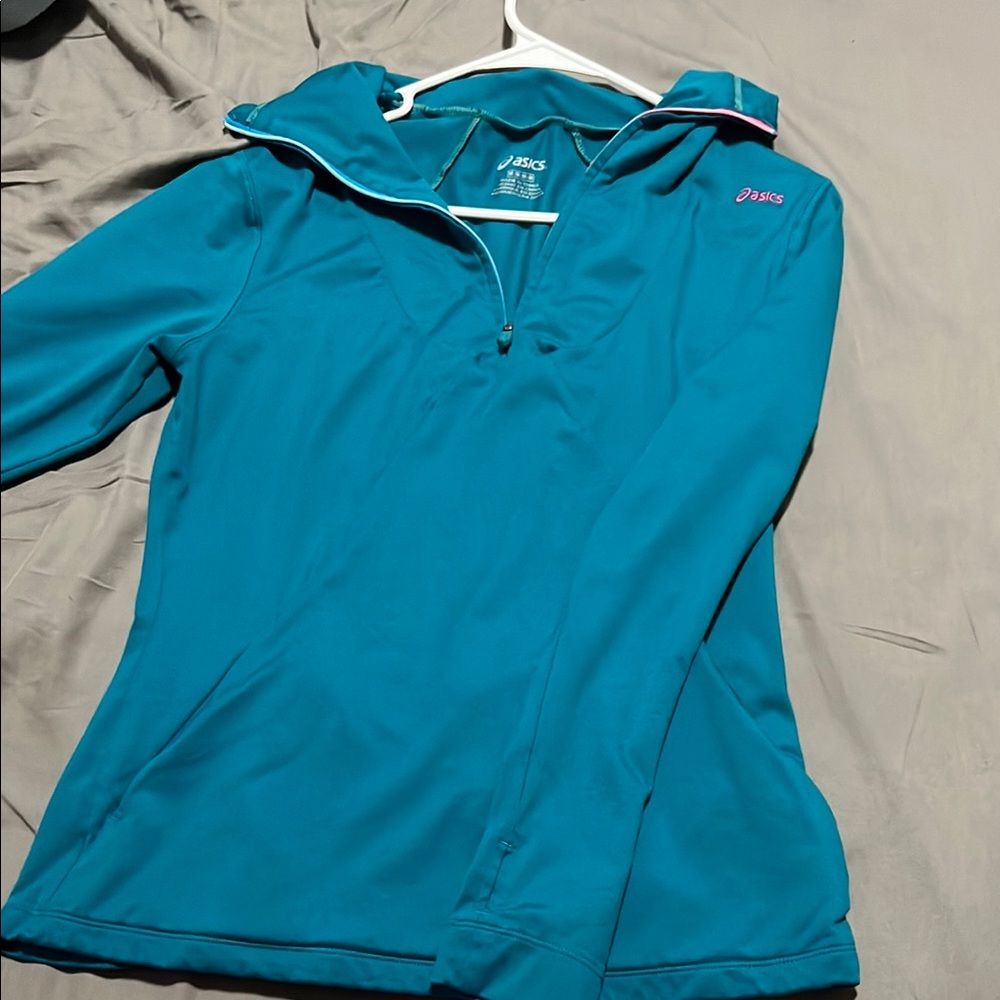 ASICS Medium Aqua Blue Half-Zip Pullover